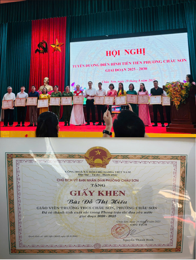 Vinh danh 🌸 TẤM GƯƠNG ĐIỂN HÌNH TIÊN TIẾN 5 NĂM 🌸 Cô giáo Đỗ Thị Hiếu – Trường THCS Châu Sơn, Ninh Bình